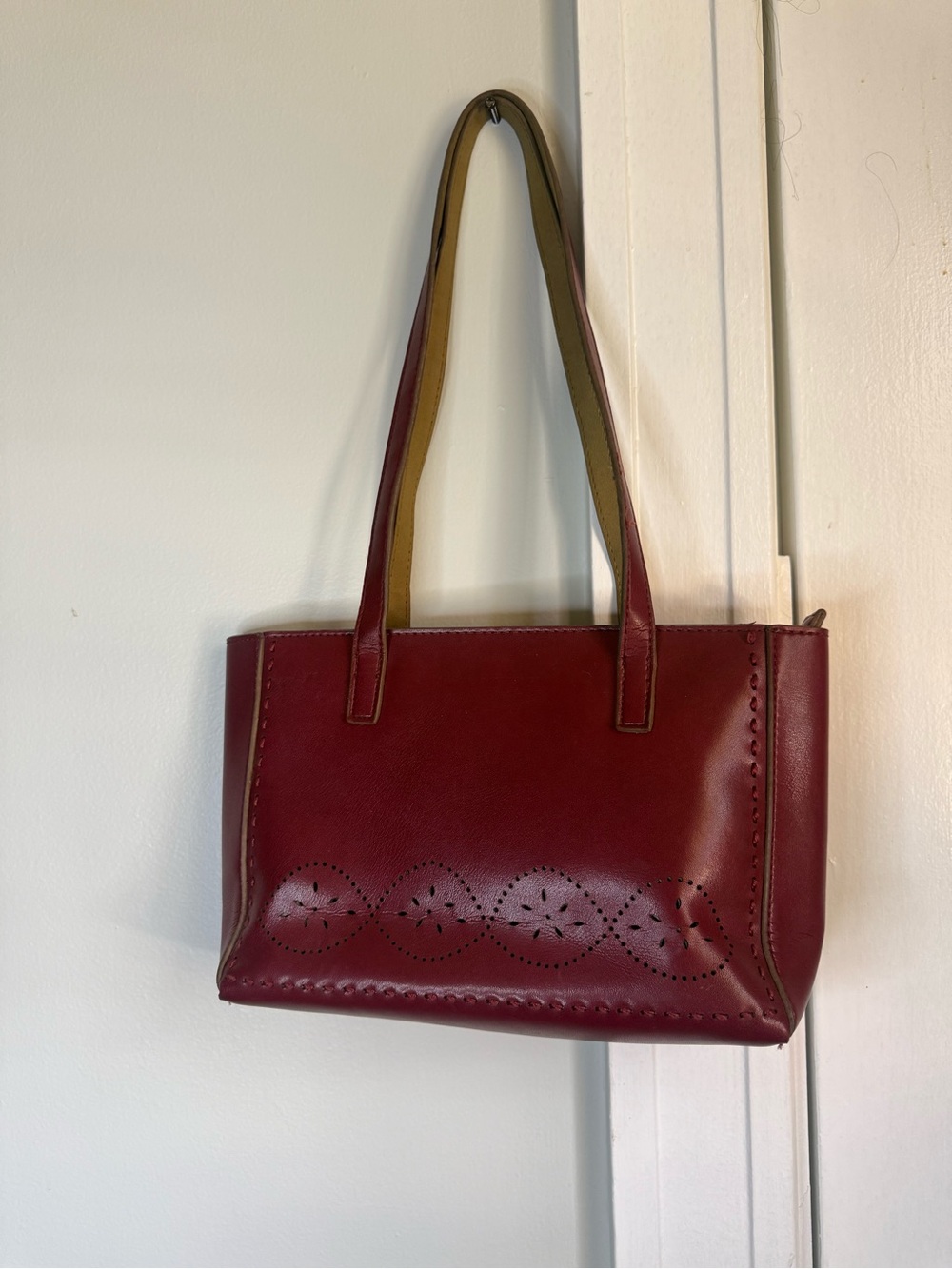 Mondani New York Burgundy Laser Cut Floral Tote Shoulder Bag